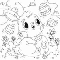 Free vector hand drawn bunny coloring book illustration