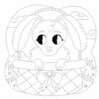 Free vector hand drawn bunny coloring book illustration