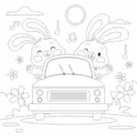 Free vector hand drawn bunny coloring book illustration