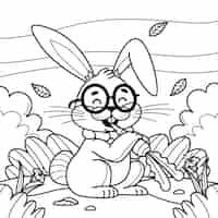 Free vector hand drawn bunny coloring book illustration