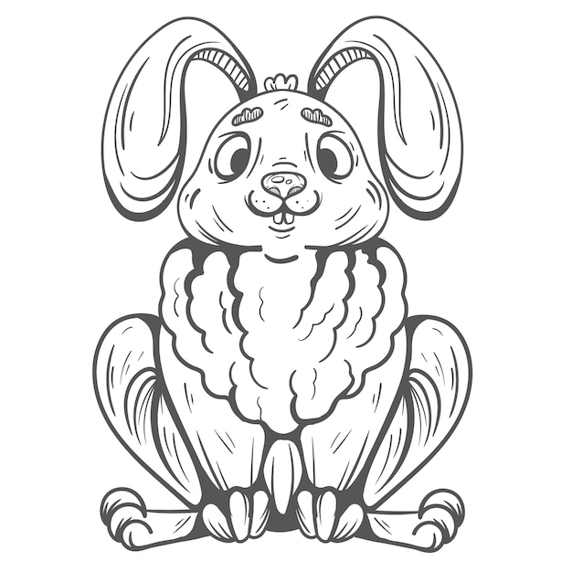 Hand drawn bunny outline illustration