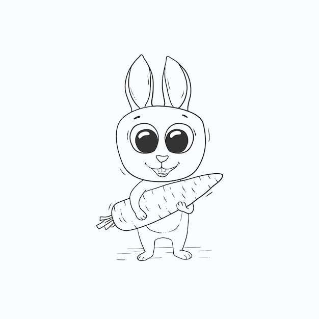 Hand drawn bunny outline illustration