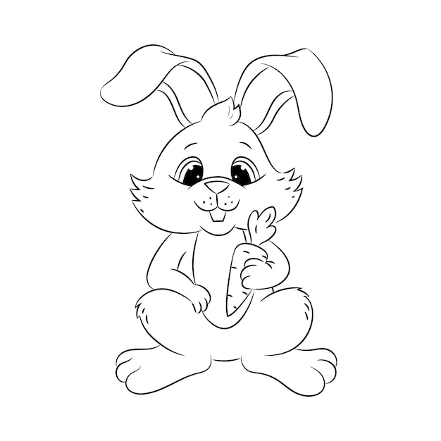 Hand drawn bunny outline illustration