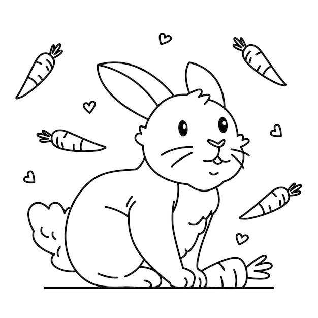 Free vector hand drawn bunny outline illustration