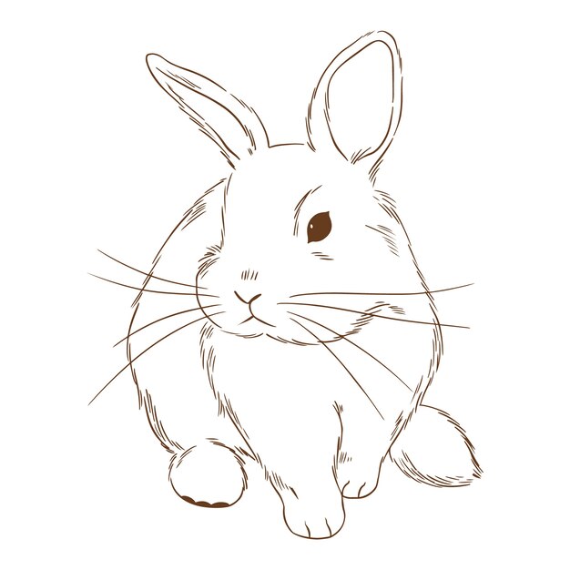 Hand drawn bunny outline illustration