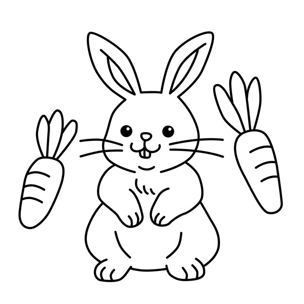 Hand drawn bunny outline illustration