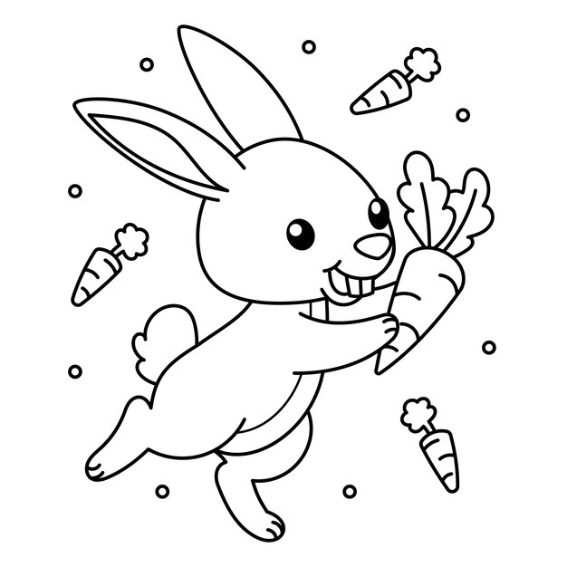 Hand drawn bunny outline illustration