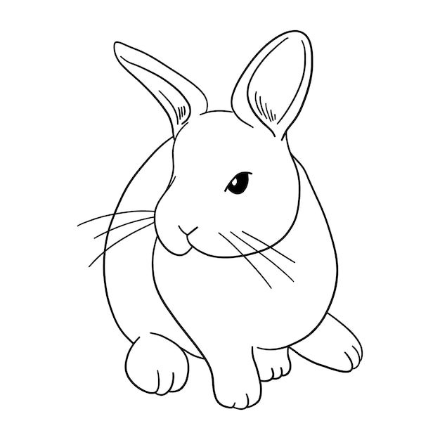 Hand drawn bunny outline illustration