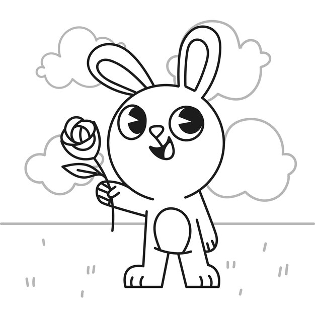 手描きのウサギの輪郭のイラスト
