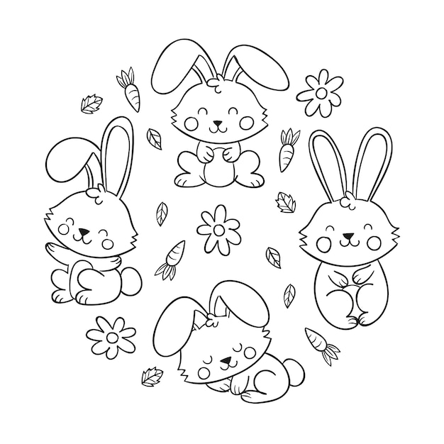 Free vector hand drawn bunny outline illustration