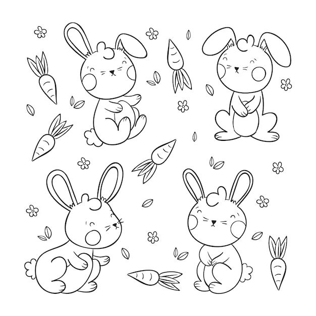 Free vector hand drawn bunny outline illustration