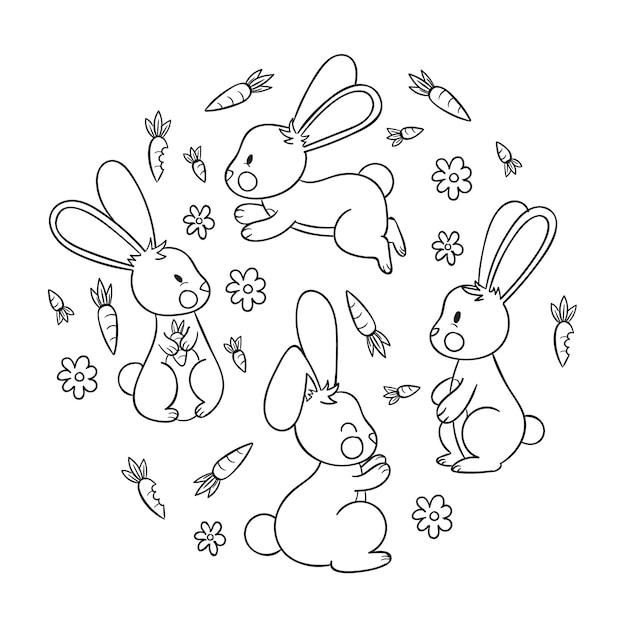 Free vector hand drawn bunny outline illustration