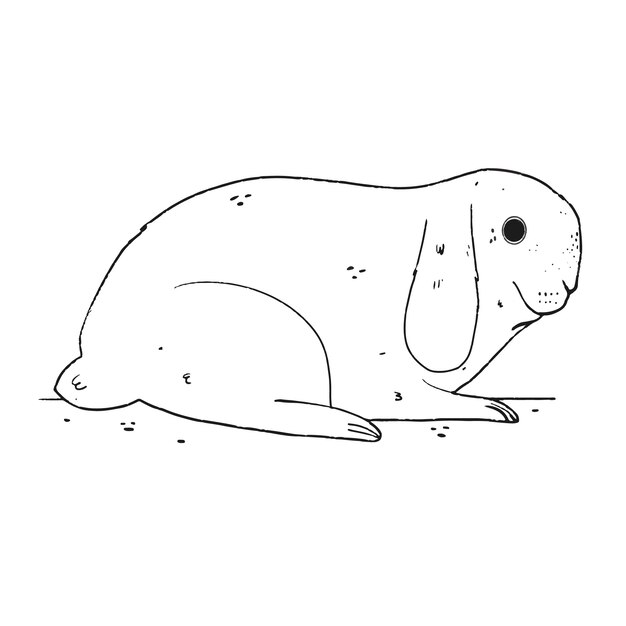 Hand drawn bunny outline illustration