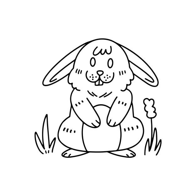 Hand drawn bunny outline illustration