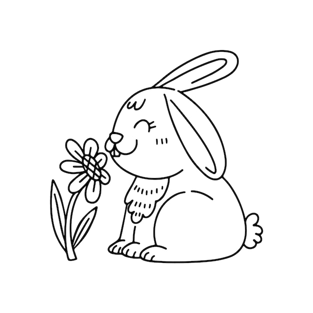 Free vector hand drawn bunny outline illustration