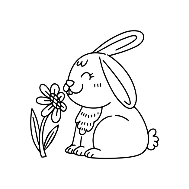 Hand drawn bunny outline illustration