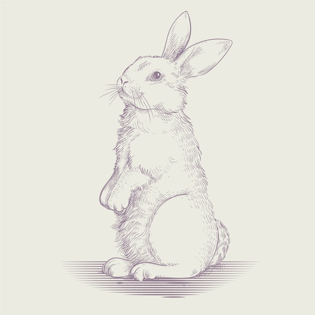 Hand drawn bunny outline illustration