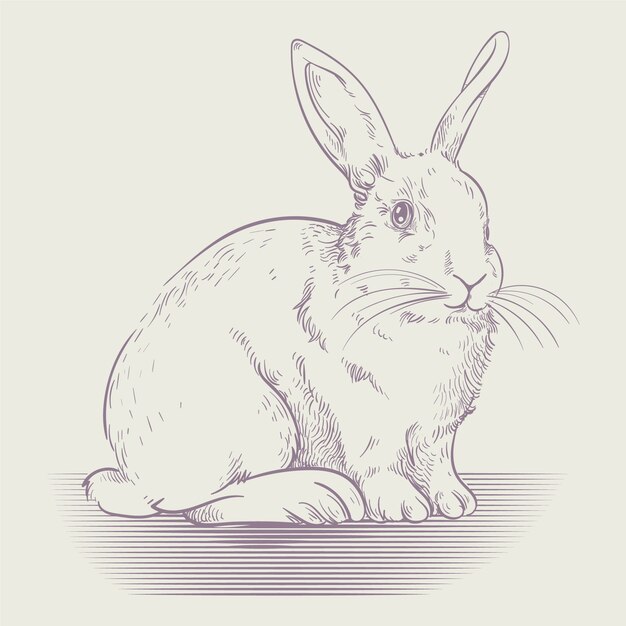 Hand drawn bunny outline illustration