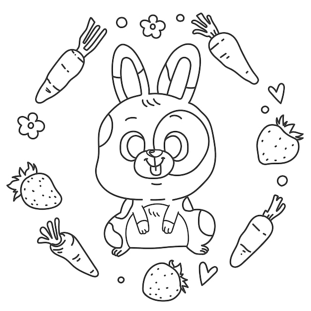 Hand drawn bunny outline illustration