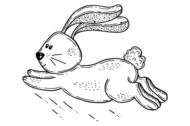 Нарисованная рукой иллюстрация контура кролика