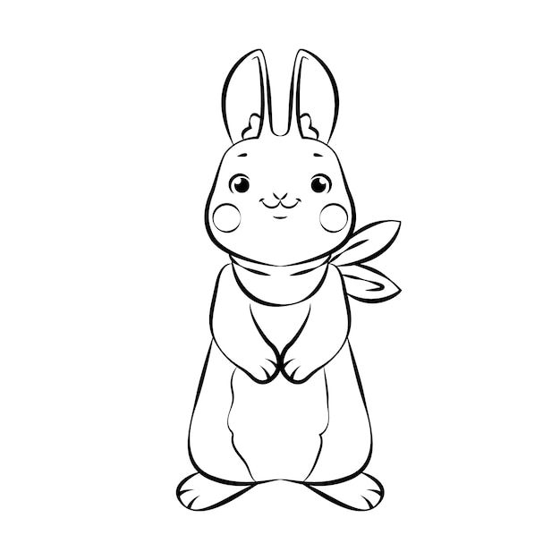 Illustrazione del contorno del coniglietto disegnato a mano