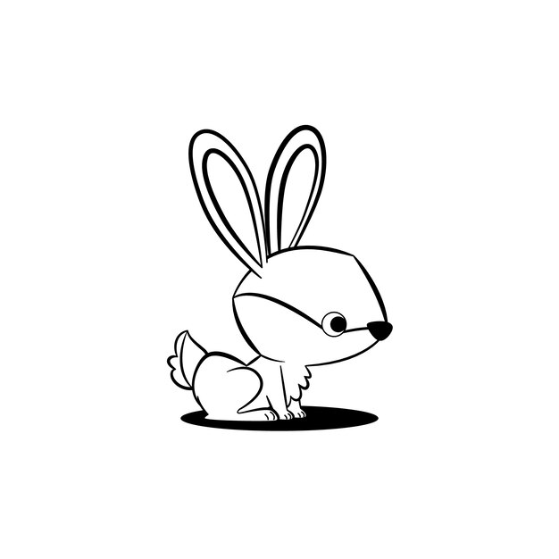 Hand drawn bunny outline illustration