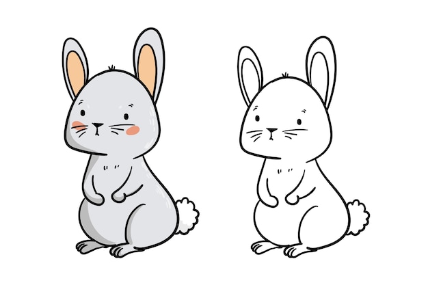 Free vector hand drawn bunny outline illustration