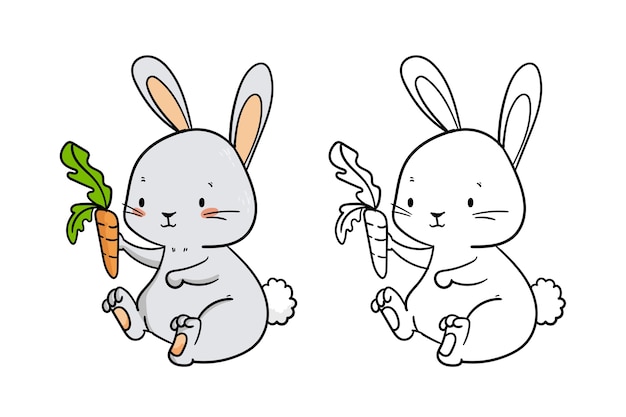 Hand drawn bunny outline illustration