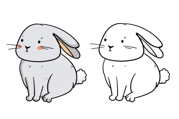 Free vector hand drawn bunny outline illustration