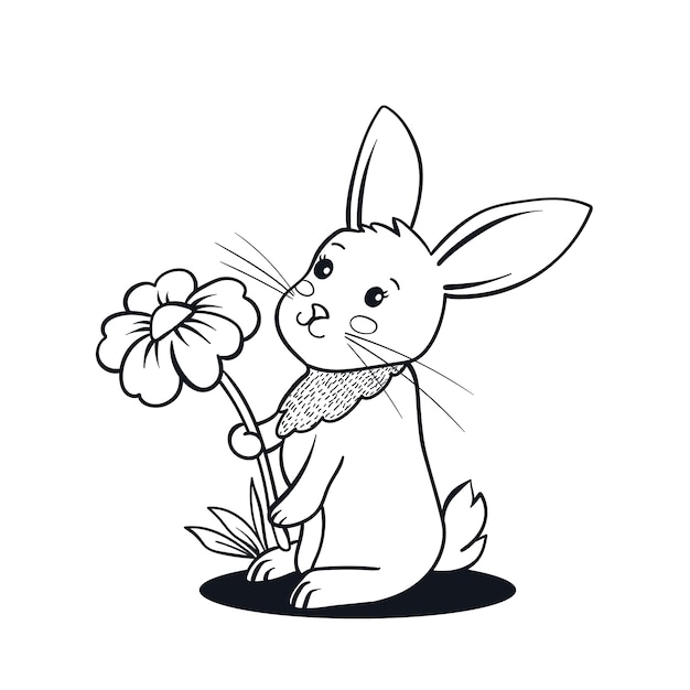 Free vector hand drawn bunny outline illustration