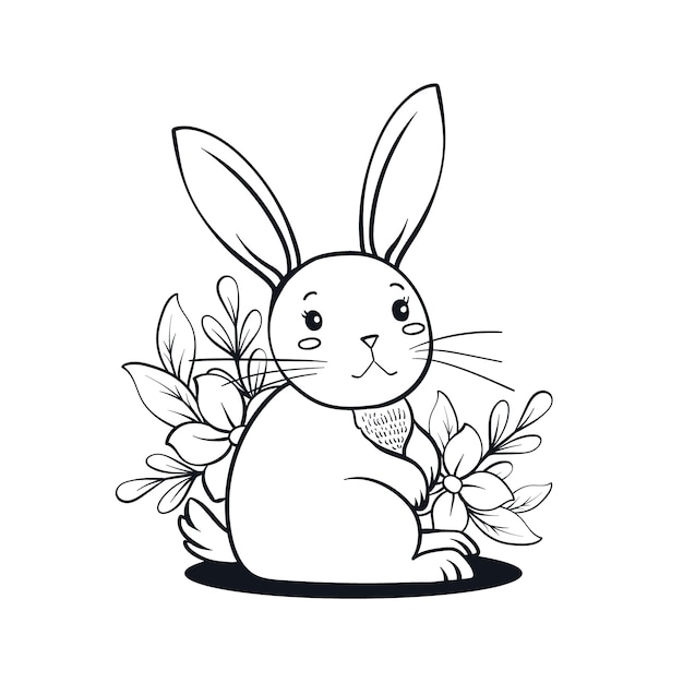 Vettore gratuito illustrazione del contorno del coniglietto disegnato a mano