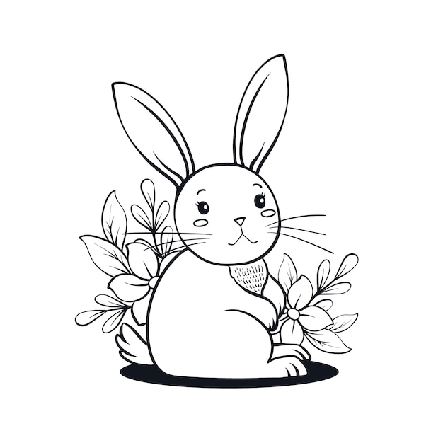 Free vector hand drawn bunny outline illustration