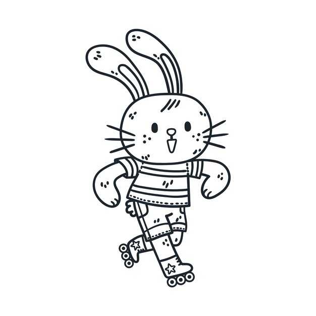 Hand drawn bunny outline illustration