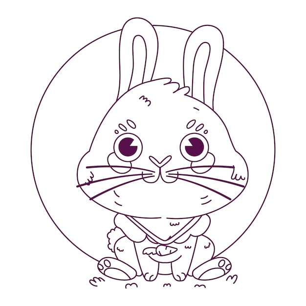 손으로 그린 토끼 개요 그림