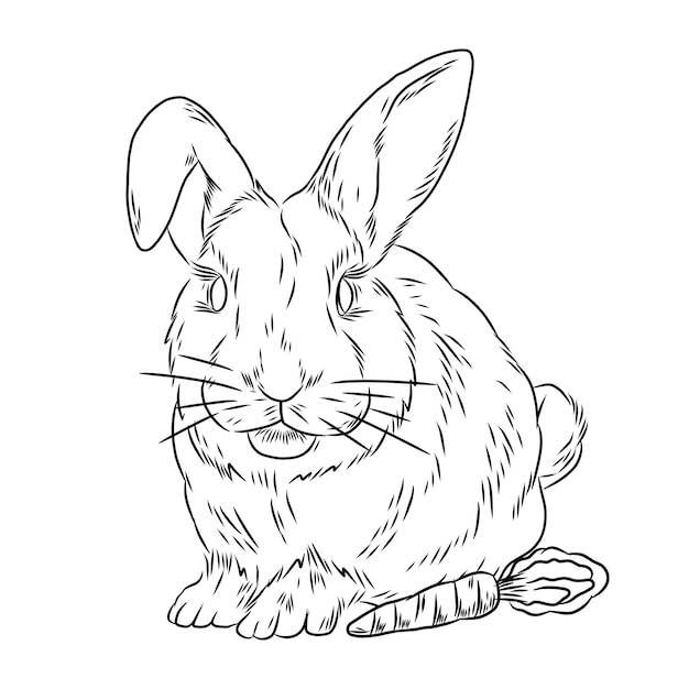 Free vector hand drawn bunny outline illustration