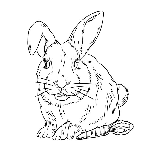 Hand drawn bunny outline illustration