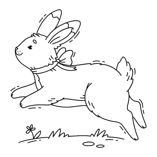 Hand drawn bunny outline illustration