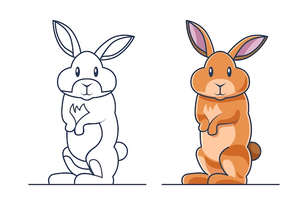 hand drawn bunny outline illustration