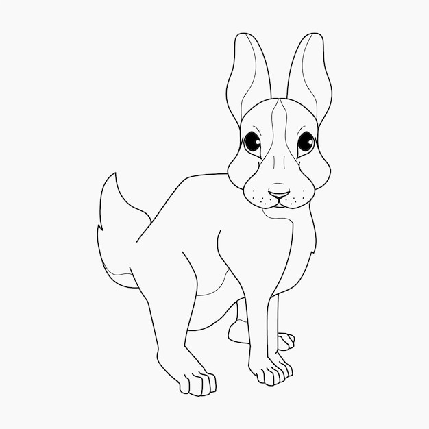 Hand drawn bunny outline illustration