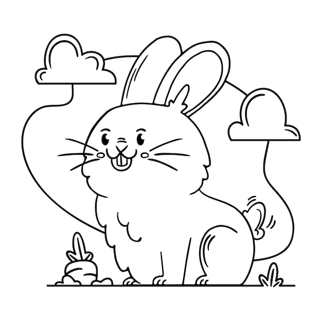 Free vector hand drawn bunny outline illustration