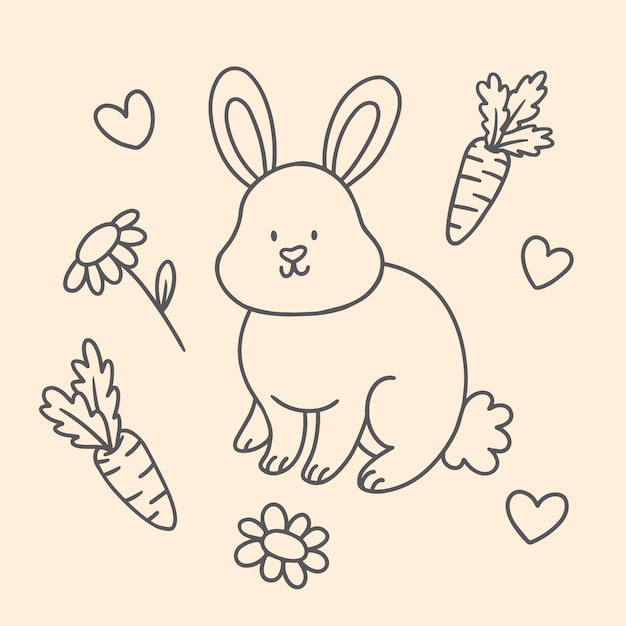 Free vector hand drawn bunny outline illustration