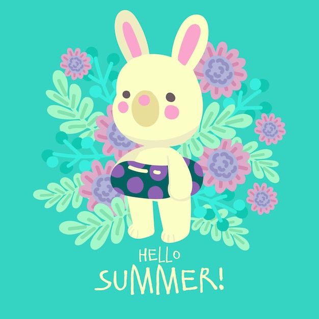 Free vector hand drawn bunny ready for summer