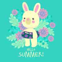 Free vector hand drawn bunny ready for summer