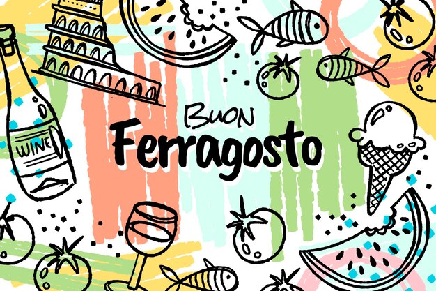 손으로 그린 buon ferragosto 그림