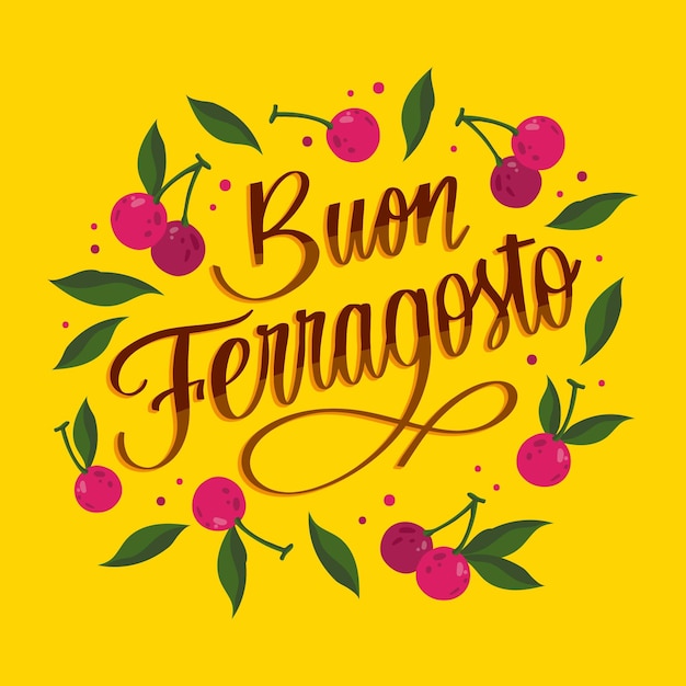 Lettering buon ferragosto disegnato a mano