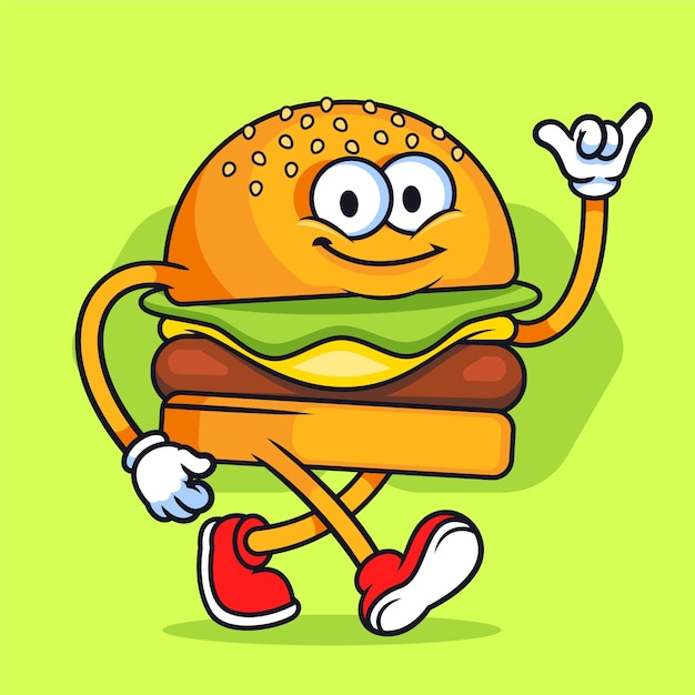 Vettore gratuito illustrazione disegnata a mano del fumetto dell'hamburger