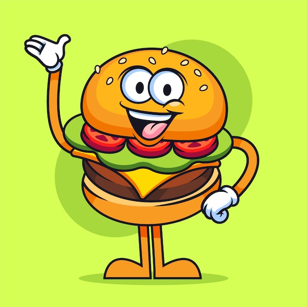 Hand drawn burger cartoon illustration