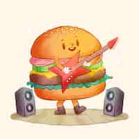 Free vector hand drawn burger cartoon illustration