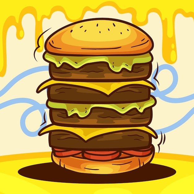 Иллюстрация бургера, нарисованная вручную