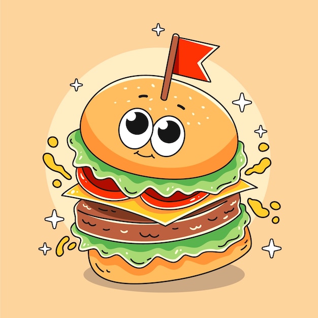 Illustrazione di hamburger disegnata a mano